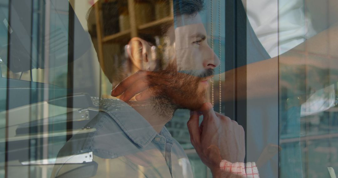 Contemplative Businessman Overlapping Strategic Concepts