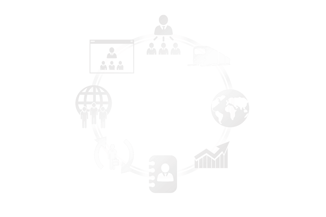 Transparent Circular Diagram with Business and Connections Icons