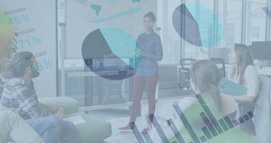 Digital Graph Overlay on Office Presentation with Diverse Team