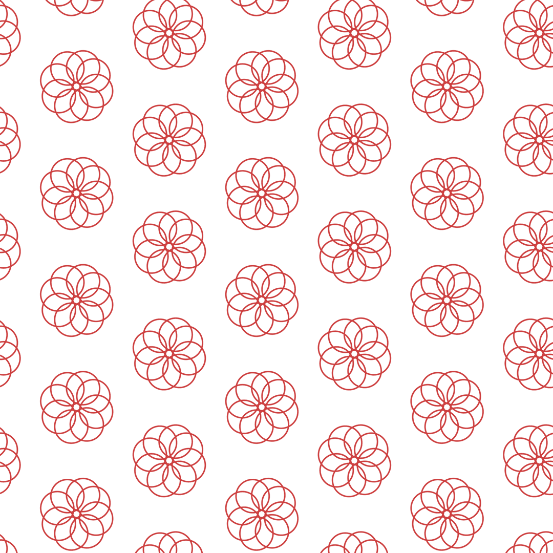 Red Geometric Floral Pattern Over Transparent Background