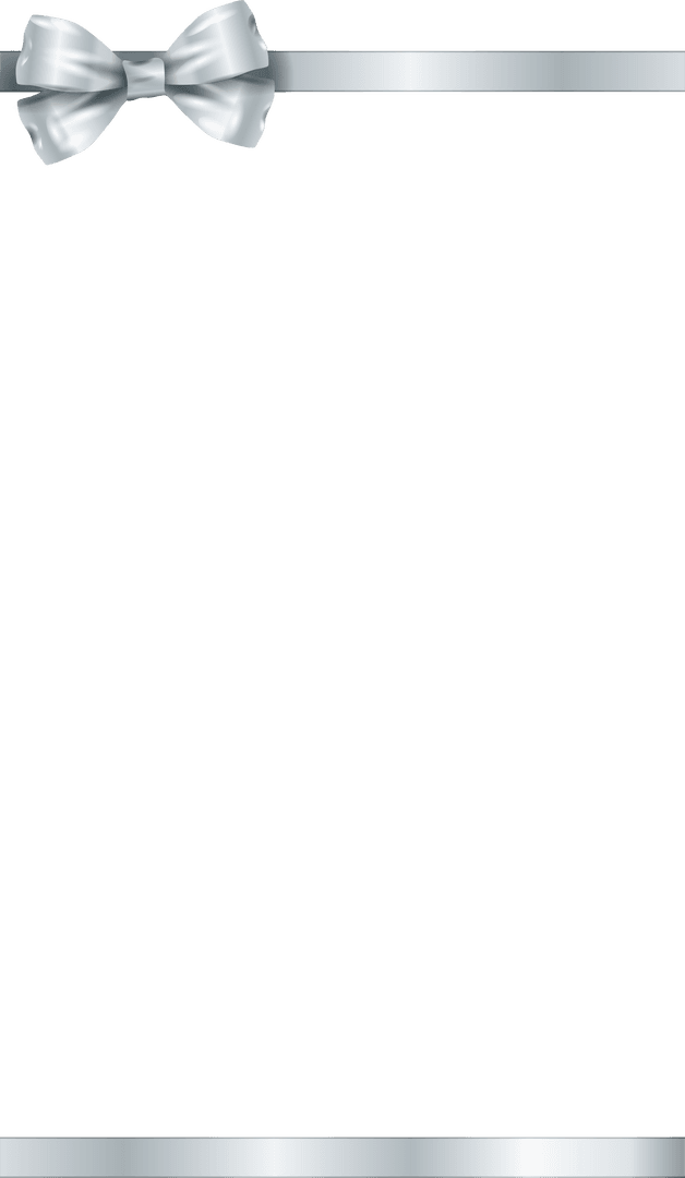 Elegant Silver Ribbon and Bow with Transparent Background