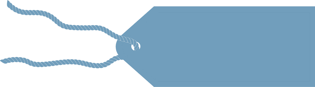 Blue Blank Tag with Twisted Rope String on Transparent Background