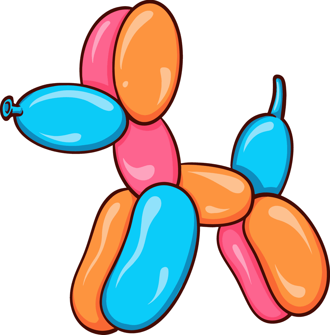 Colorful Balloon Dog With Transparent Background Illustrates Whimsy