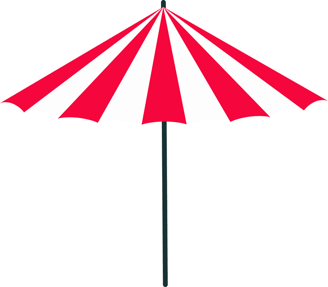 Red-White Striped Umbrella on Transparent Background