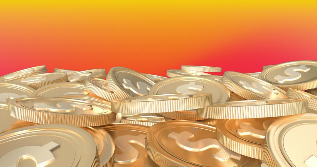 Stack of Gold Coins on Vibrant Gradient Background