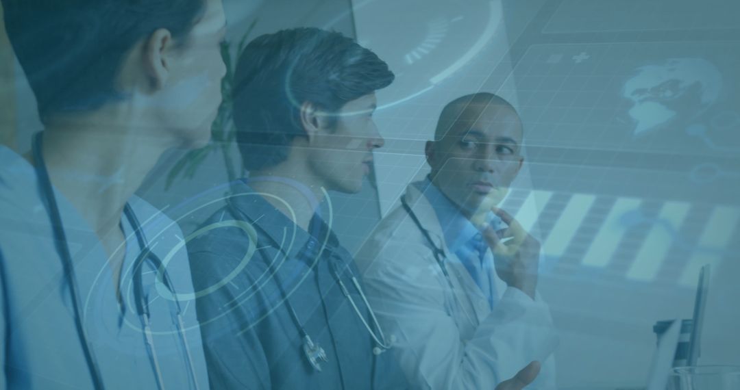 Doctors Analyzing Digital Health Data on Hospital Screen