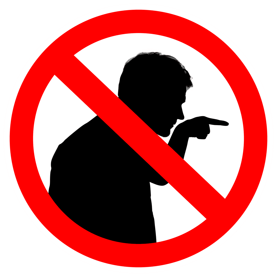 Transparent Red Prohibition Sign with Pointing Man Silhouette