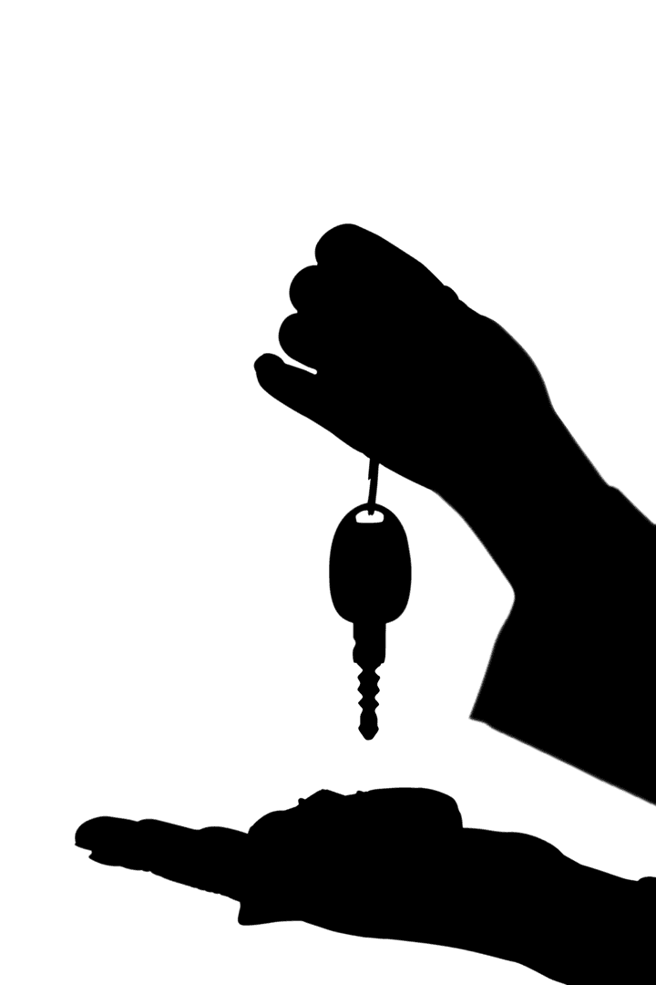 Transparent Hands Presenting Key Silhouette Illustration