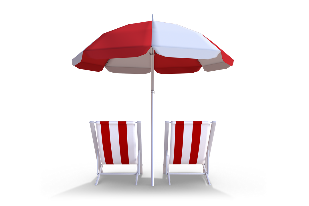 Transparent Beach Sun Loungers and Umbrella Set - Download Free Stock Images Pikwizard.com