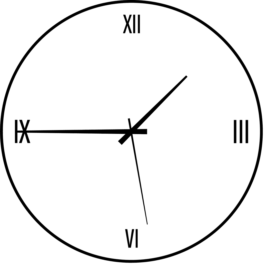 Simple Classic Analog Clock with Roman Numerals on Transparent Background