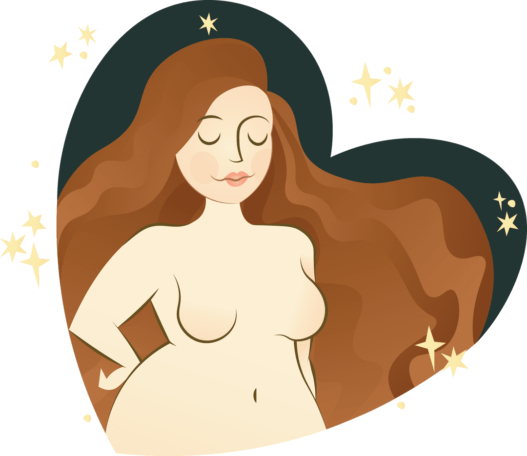 Abstract Woman Icon in Heart on Transparent Background