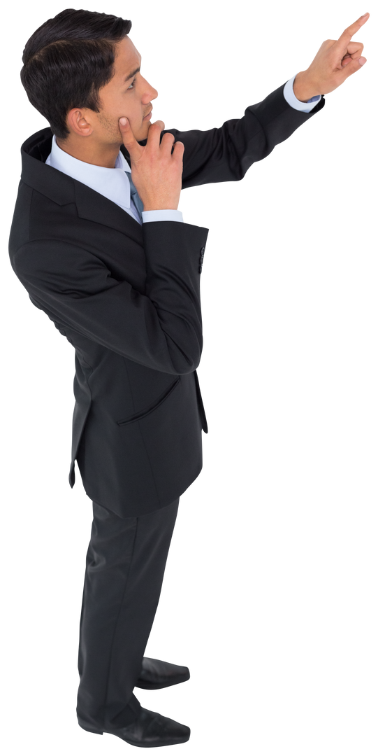 Transparent Businessman Pointing Upwards with Confidence - Download Free Stock Images Pikwizard.com