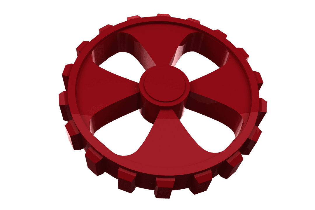 Bold Red Cogwheel Isolated on Transparent Background