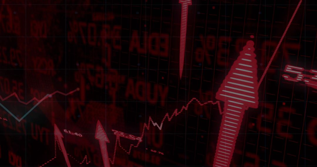 Futuristic Financial Graphs and Rising Arrows in Data Interface