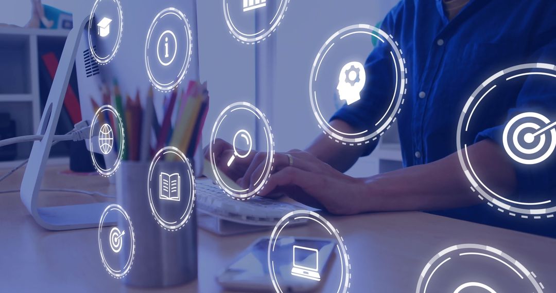 Businessman Engaging in Global Network Connections on Computer