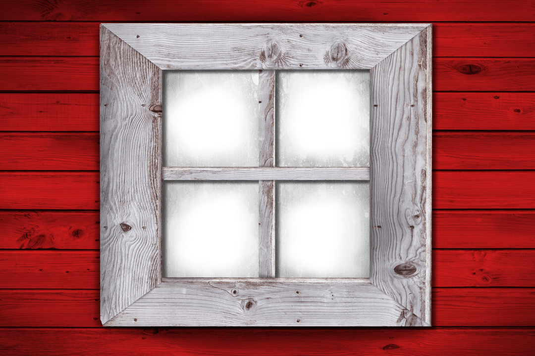 Old Wooden Window Frame on Transparent Background