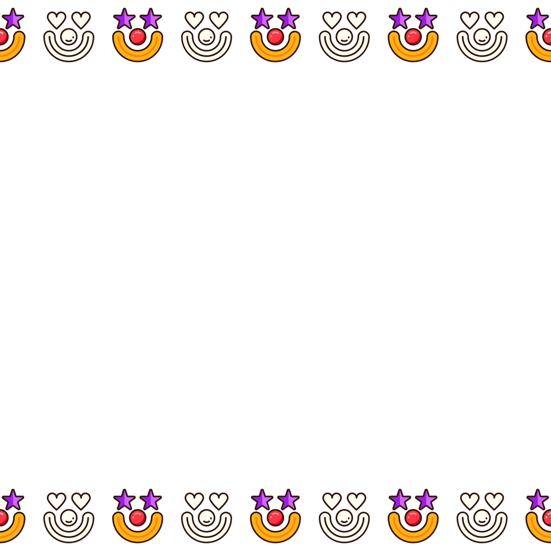 Playful Smile and Clown Face Border on Transparent Background