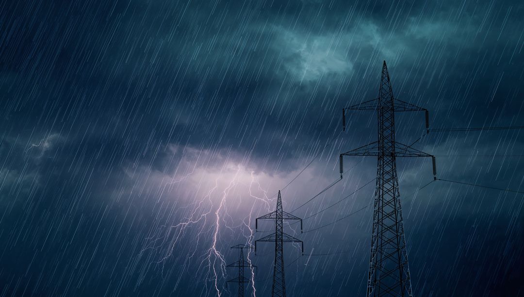Stormy Power Lines Battling Against Lightning Show