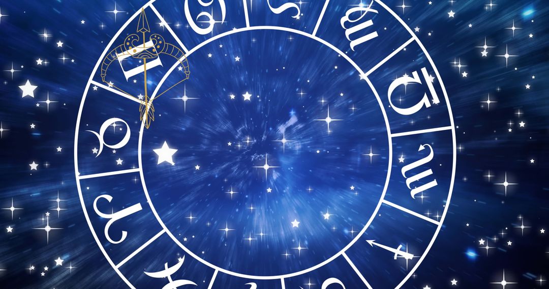 Astrology Star Chart with Zodiac Symbols on Cosmic Background