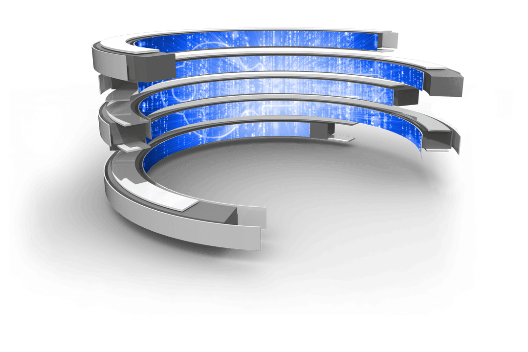 Futuristic Abstract Digital Rings on Transparent Background