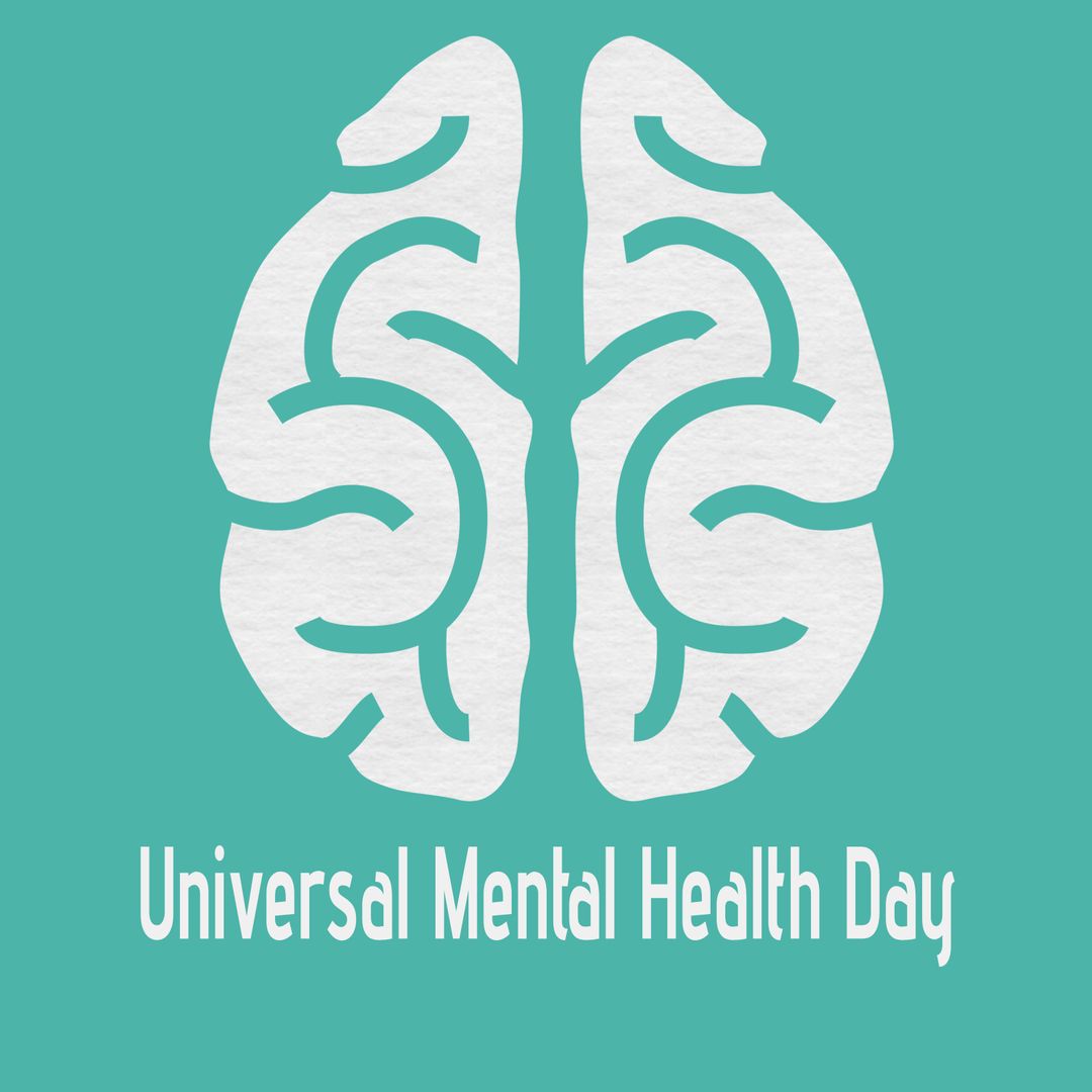 Universal Mental Health Day Illustration with Brain Motif