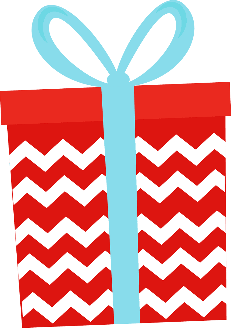 Transparent Red Zigzag Gift Box with Blue Ribbon