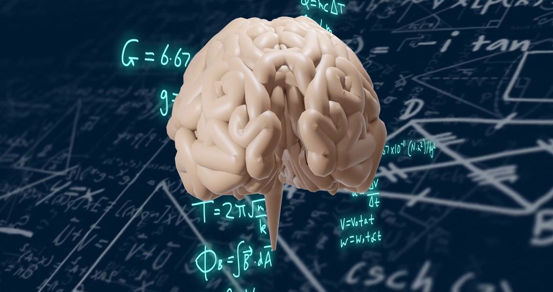 Human Brain Concept Surrounded by Mathematical Formulas