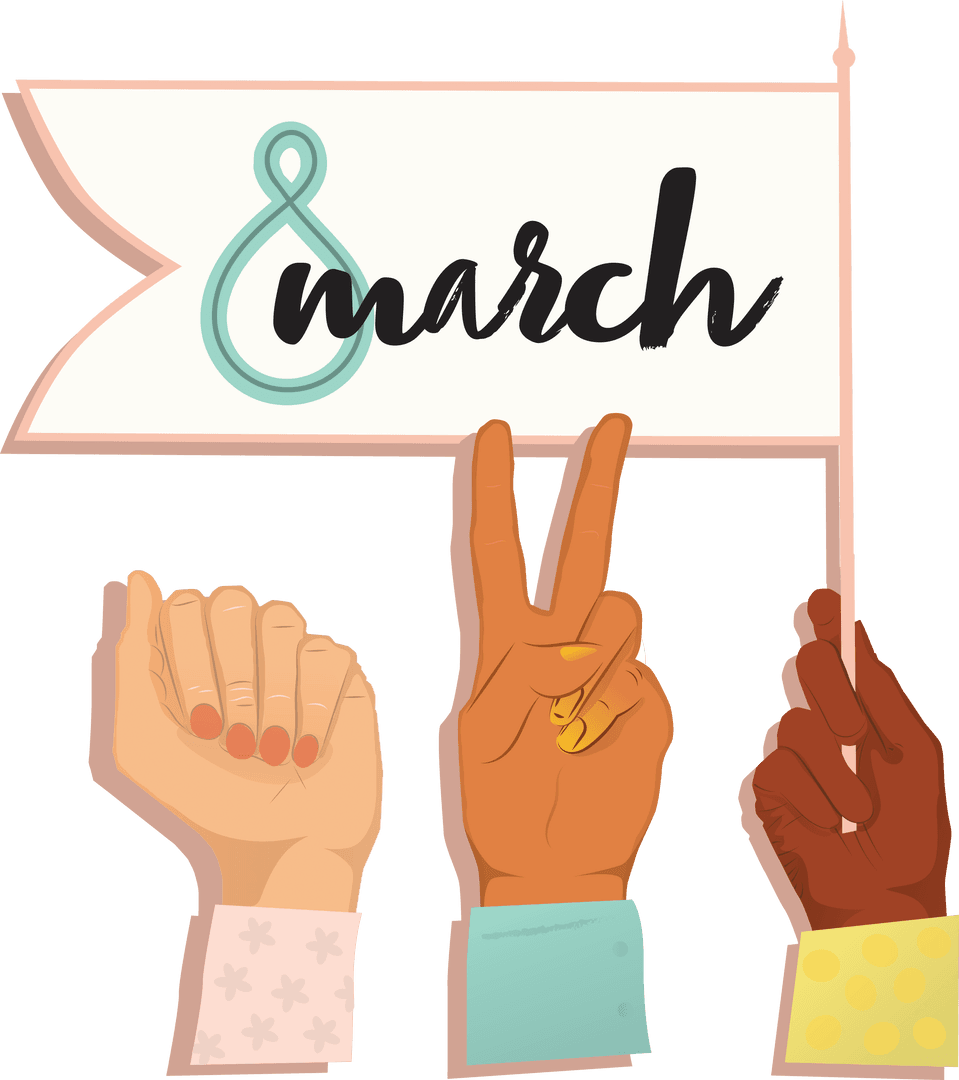 Hand Victory Symbol Hold March Banner Transparent Vector Art