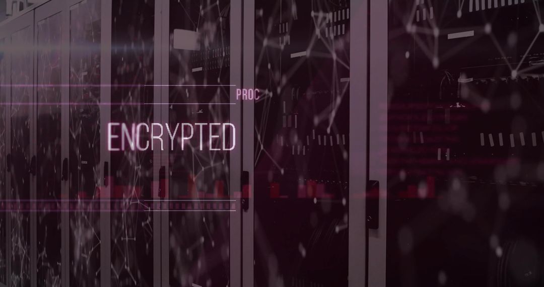 Encrypted Data Server Room with Futuristic Interface Overlay