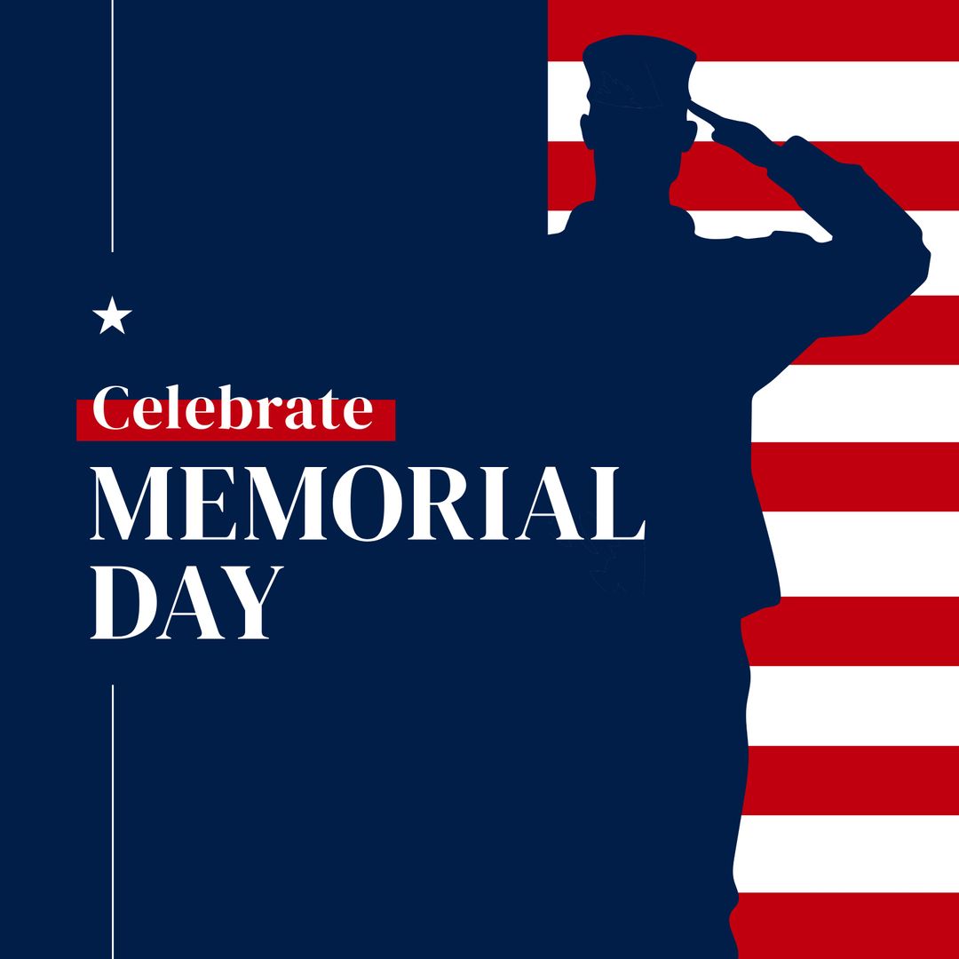 Patriotic Memorial Day Tribute with Saluting Soldier Silhouette