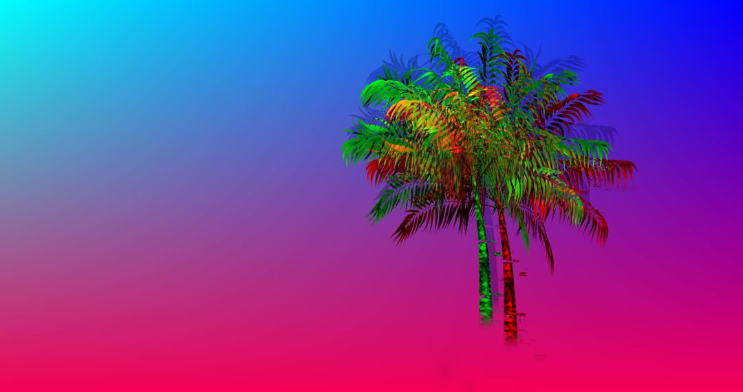 Vibrant Distorted Palm Tree on Colorful Gradient