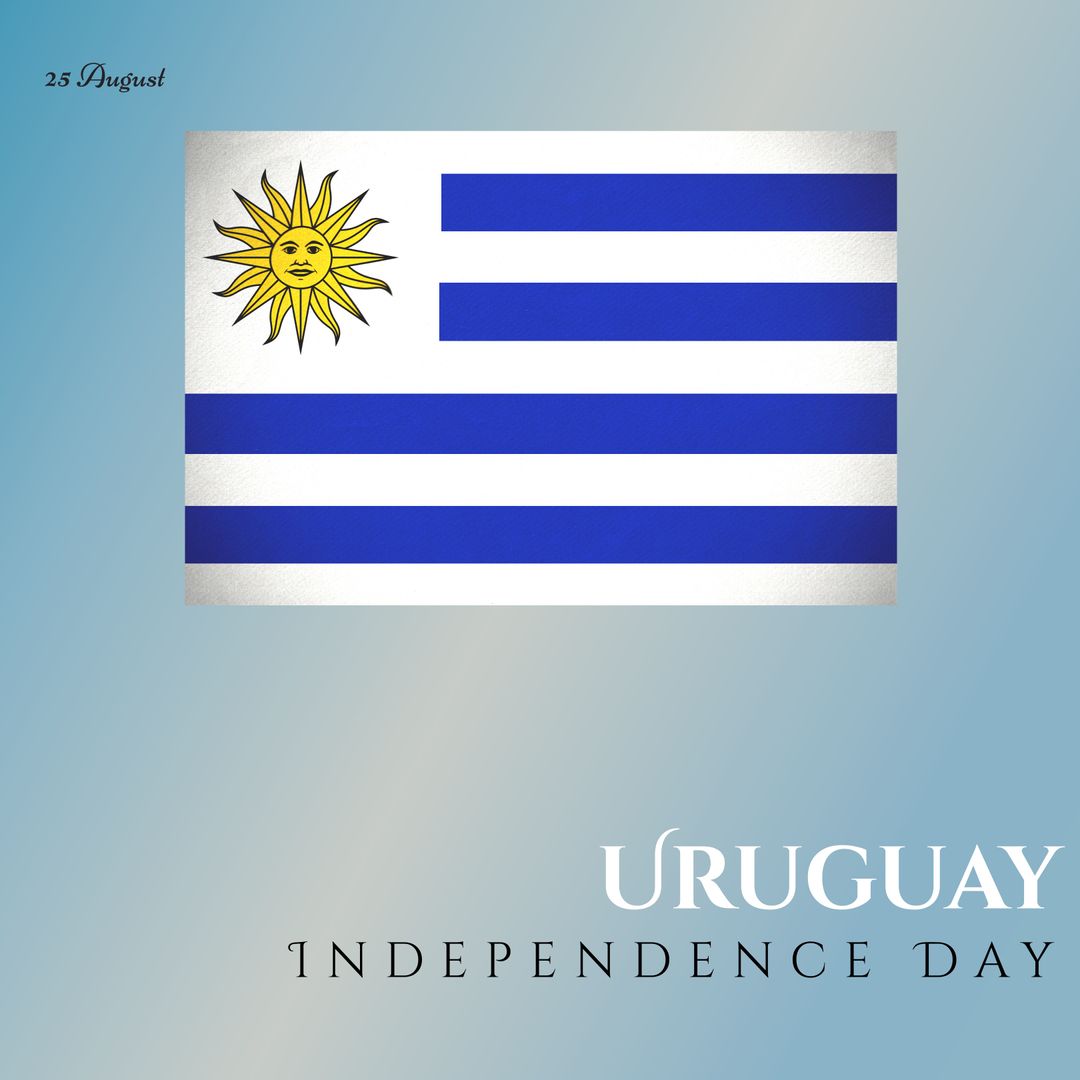 Uruguay Independence Day Celebration with National Flag and Date