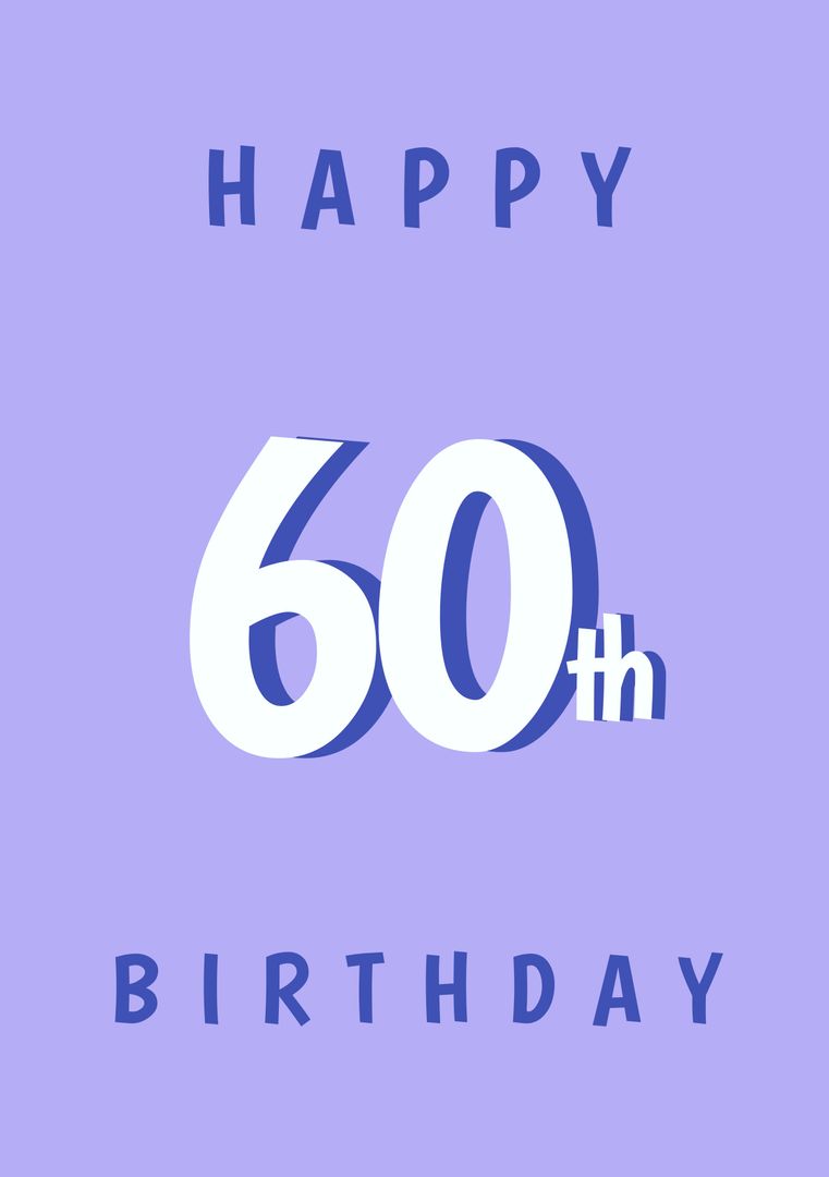 Bold 60th Birthday Card on Purple Background - Download Free Stock Templates Pikwizard.com