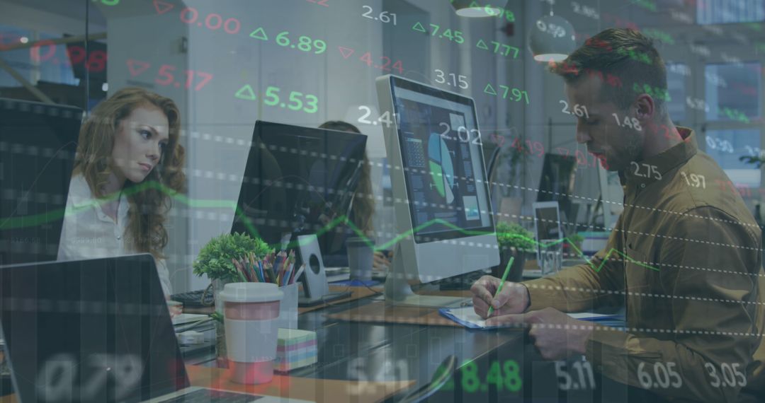 Financial Analysis Teamwork in Modern Office Environment