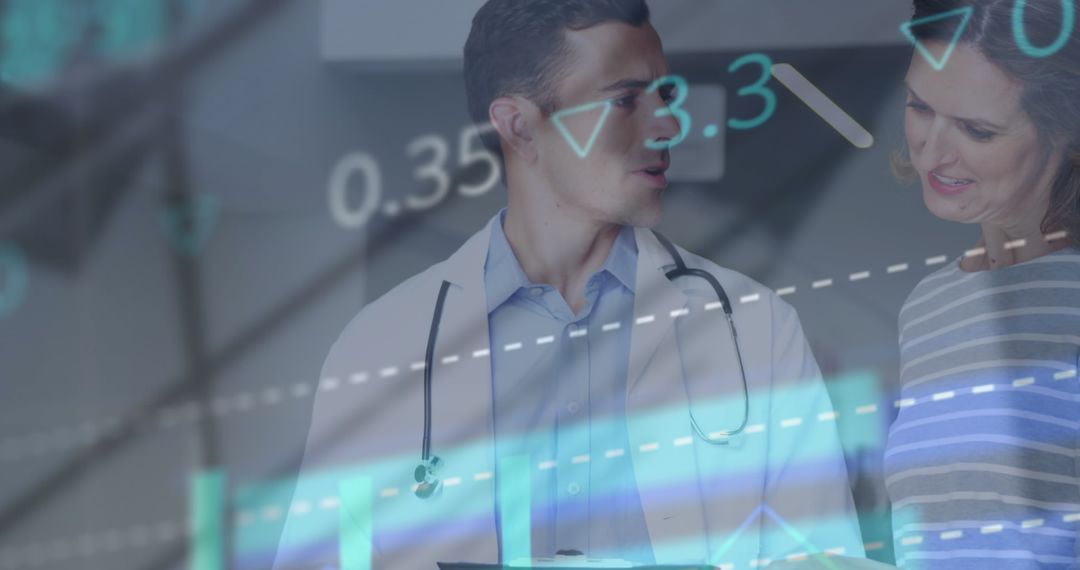 Doctor and Patient with Data Processing Overlay Concept