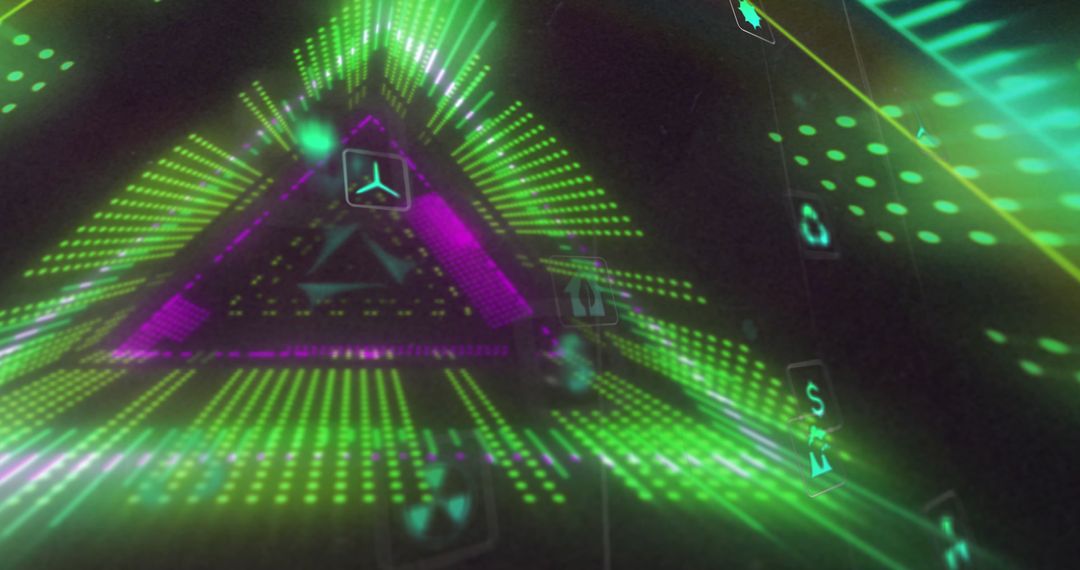 Digital Ecology Icons in Neon Tunnel