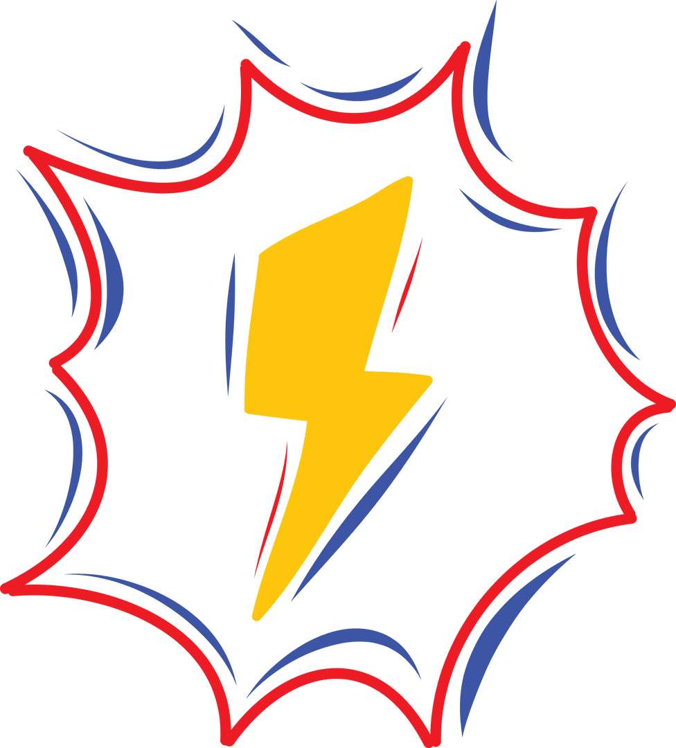 Bold Lightning Bolt Illustration on Transparent Background