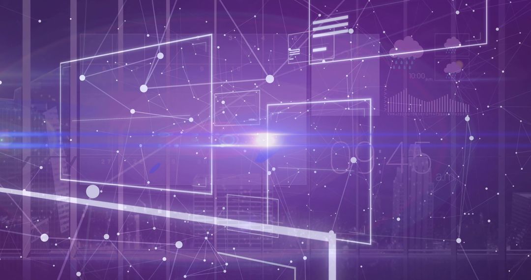 Futuristic Holographic Interface Display in Modern Skyscraper Room