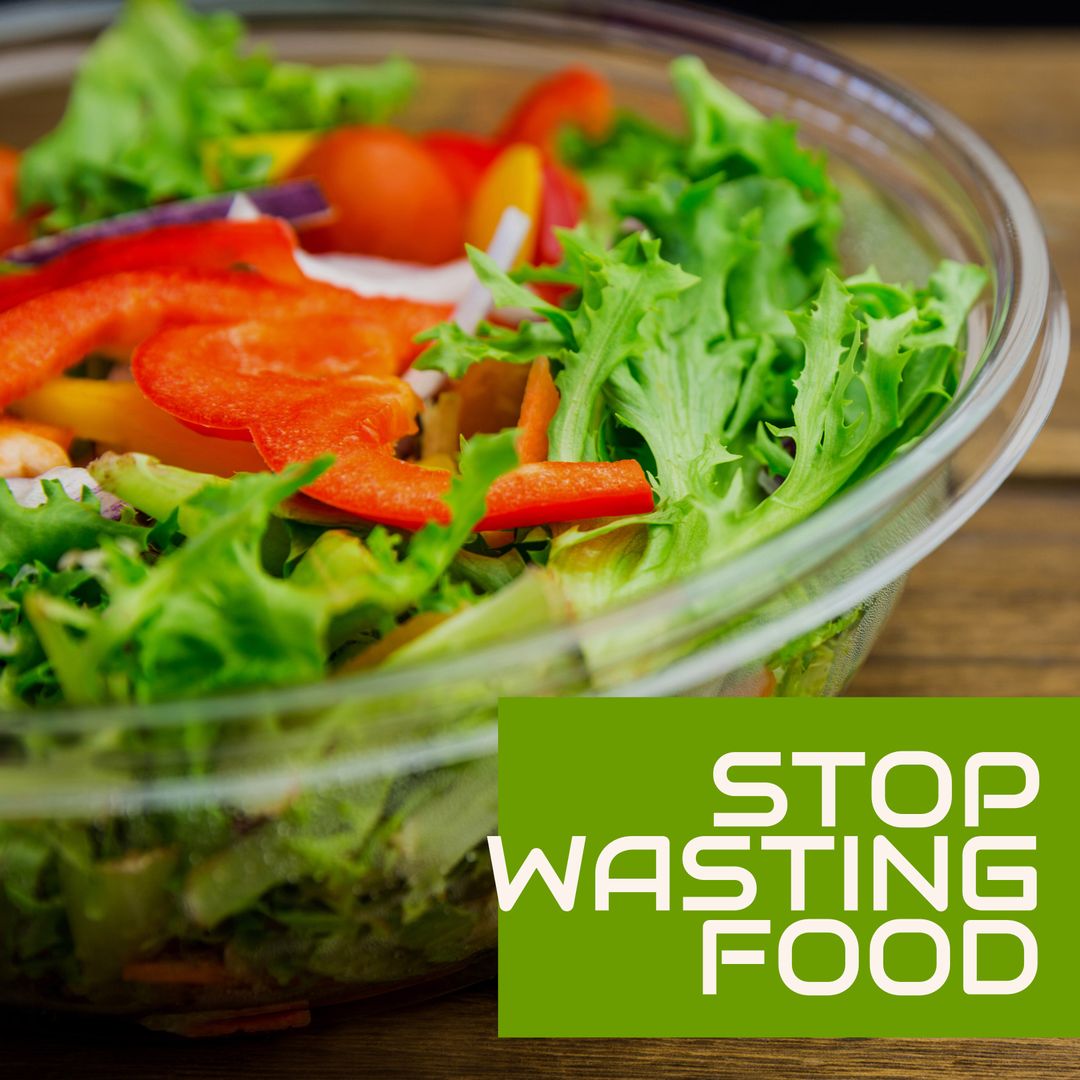 Healthy Green Salad Encouraging No Food Waste Awareness