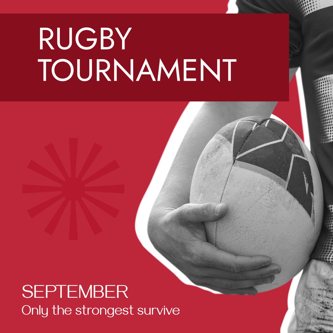 Rugby Tournament Poster with Player Holding Ball and Motivational Text - Download Free Stock Templates Pikwizard.com