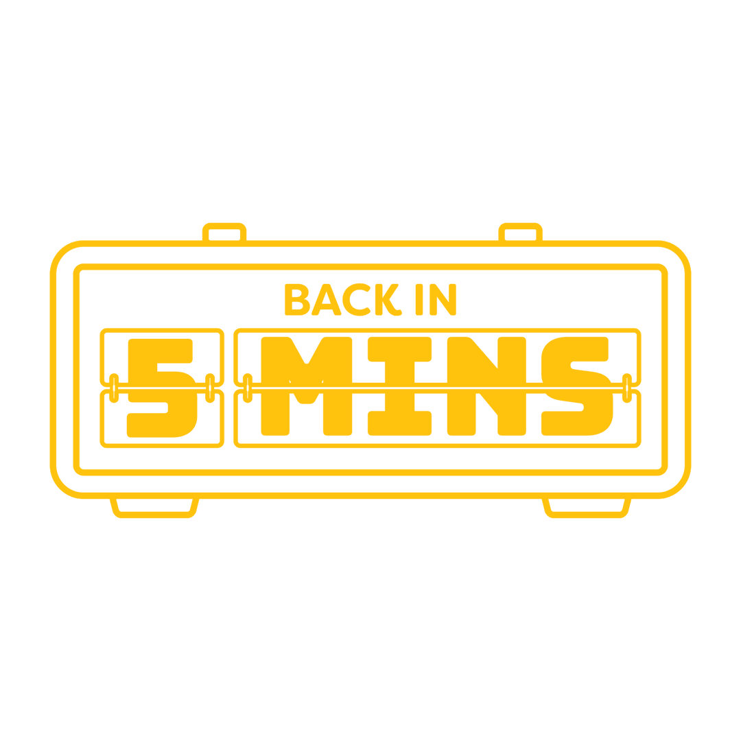 Back in 5 Minutes Digital Sign on Transparent Background