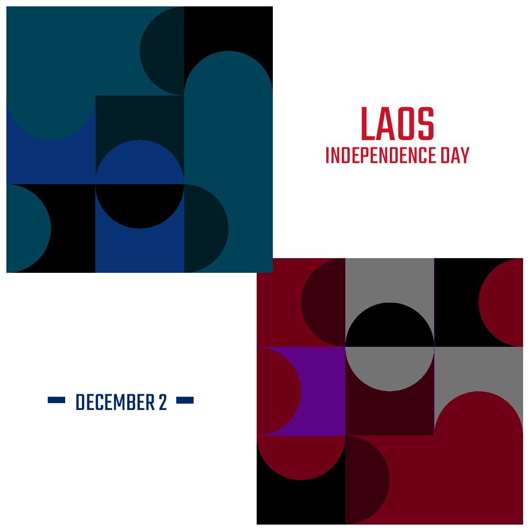 Laos Independence Day Geometric Abstract Art Poster - Download Free Stock Templates Pikwizard.com