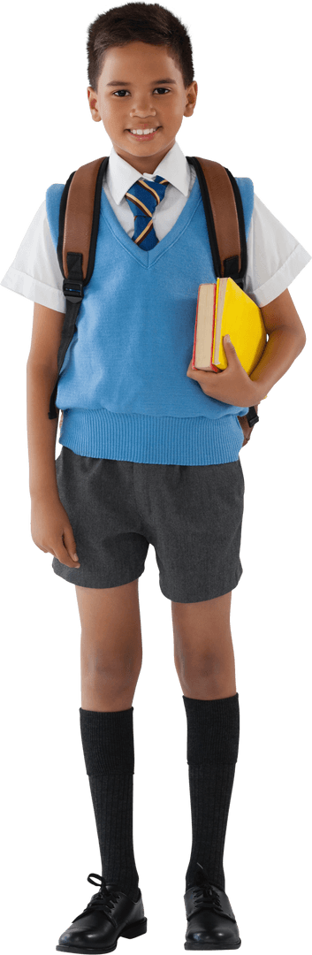 Transparent Young Schoolboy Ready for a Day of Learning