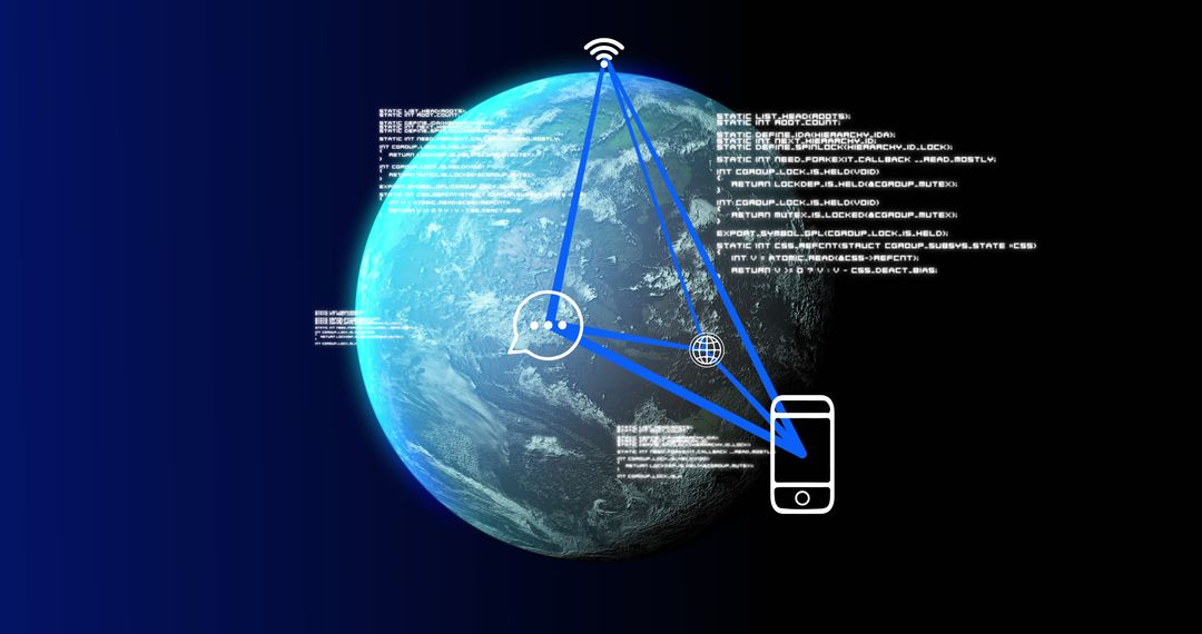 Earth with Digital Network Connections and Data Streams