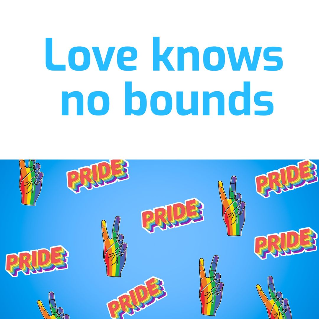 Pride Celebration with Rainbow Symbols and Inclusive Message