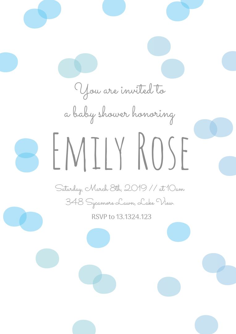 Charming Baby Shower Invitation with Soft Blue Polka Dots
