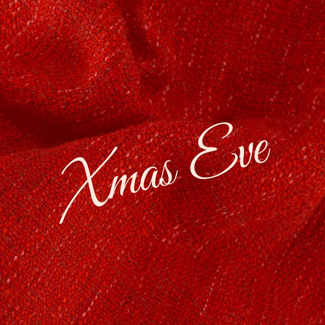 Festive Xmas Eve Red Textile Background with Elegant Cursive