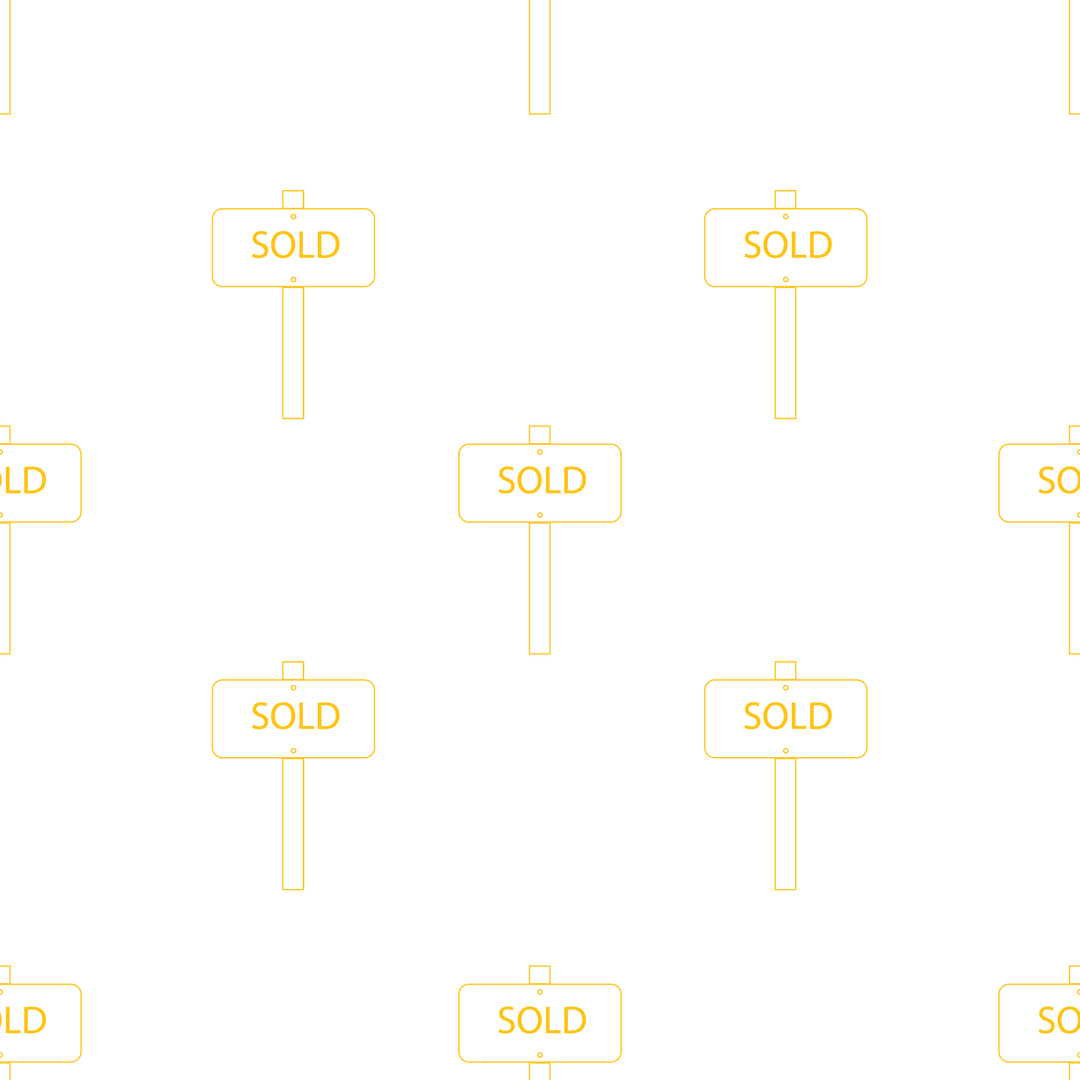Yellow Sold Signs Pattern on Transparent Background