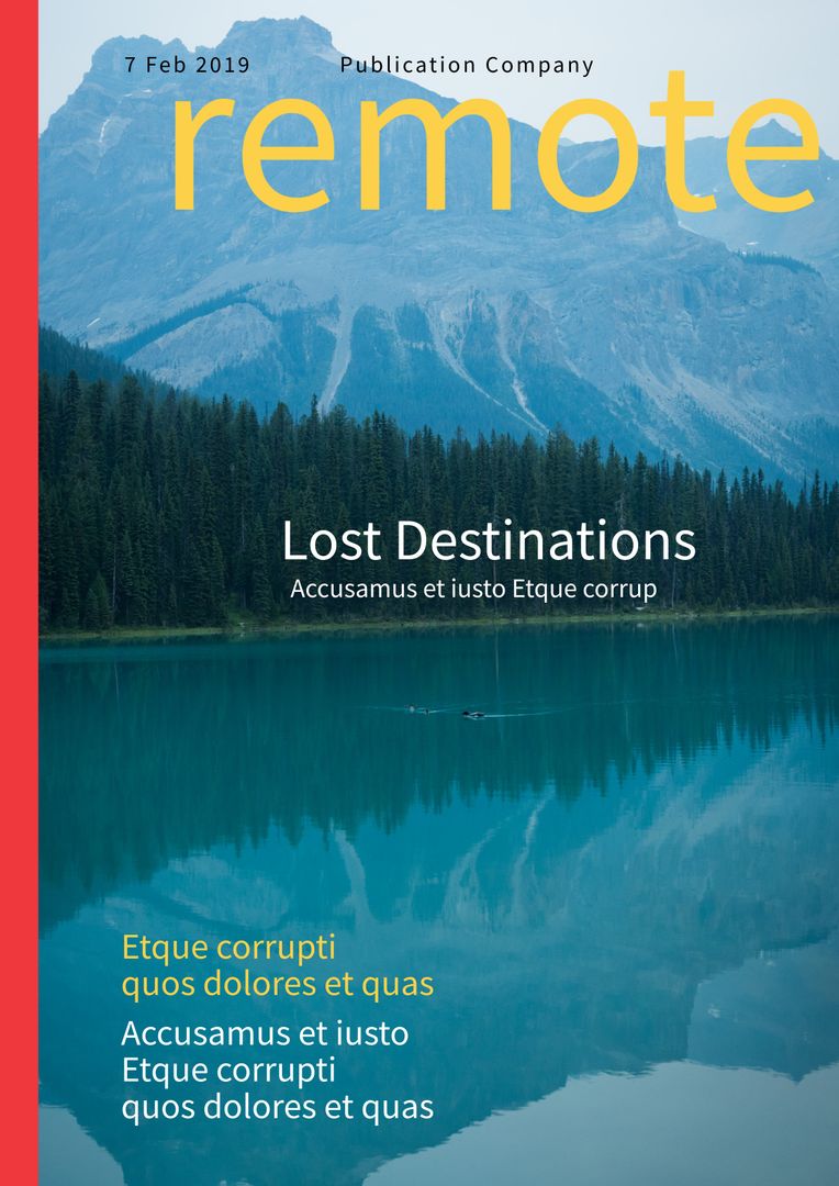 Scenic Lake and Mountain Magazine Cover Promoting Travel and Adventure - Download Free Stock Templates Pikwizard.com