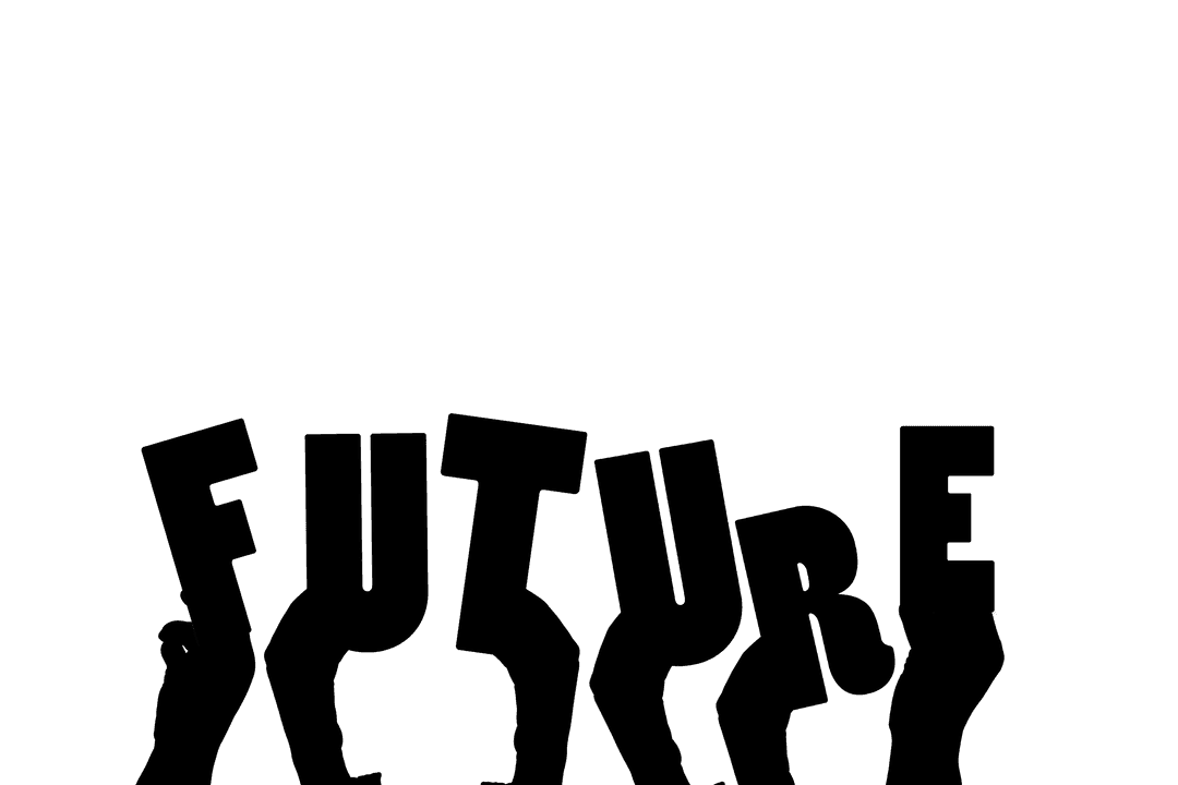 Transparent Hands Illustration with Future Text Overlay